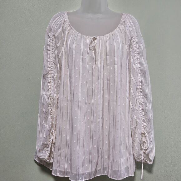 Cato Tops - Ivory Romantic Blouse Cato Plus Size Women's Peasant Top 18/20 Gold Threads